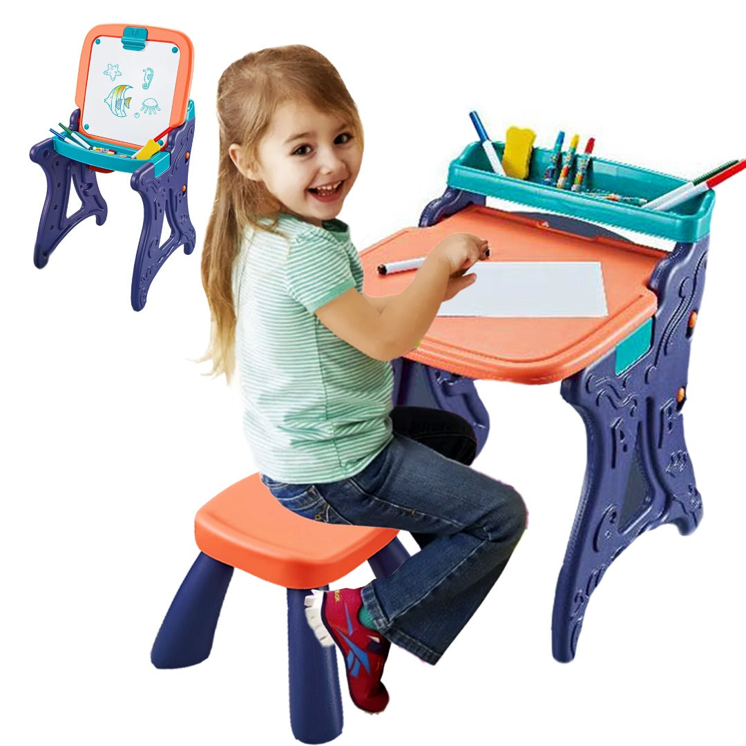 Learning Table and Chair Set+ Safe For Children + Activity Table For Kids +toddler Multi Function Toy , Kids Learning Table For Learning Educational Gift For Boys Girls 6-13