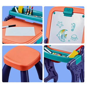 Learning Table and Chair Set+ Safe For Children + Activity Table For Kids +toddler Multi Function Toy , Kids Learning Table For Learning Educational Gift For Boys Girls 6-13