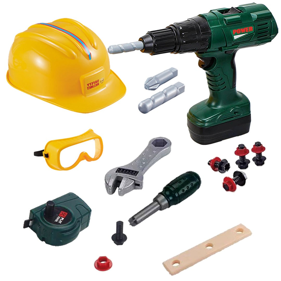 Gear Tool SET Toddler DRILL HELMET Tools Set Toys For 3 Year Old Boy Or Educational Game Birthday Christmas Gift, Children Tool Kit For Present Age 3, Wooden Tool Box Toys For Kids