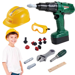 Gear Tool SET Toddler DRILL HELMET Tools Set Toys For 3 Year Old Boy Or Educational Game Birthday Christmas Gift, Children Tool Kit For Present Age 3, Wooden Tool Box Toys For Kids