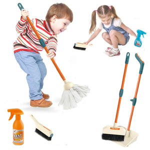 Pretend Play Toy Children Cleaning Tool Toys Housework Tools Role Play Cleaning Toy Set With Rich Accessories Play Toy Set For Kids, Household Cleaning Tools Hanging Stand, Wet Floor Sign And Multiple Cleaning Tools Housekeeping Toys For Toddlers And Kids