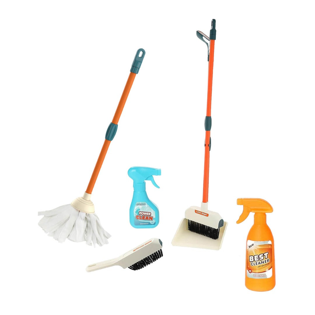 Pretend Play Toy Children Cleaning Tool Toys Housework Tools Role Play Cleaning Toy Set With Rich Accessories Play Toy Set For Kids, Household Cleaning Tools Hanging Stand, Wet Floor Sign And Multiple Cleaning Tools Housekeeping Toys For Toddlers And Kids