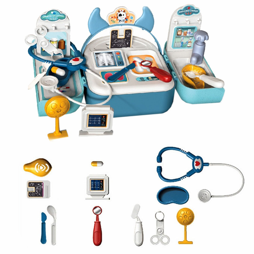 Pretend Play House Blue Backpack Small Mini Kitchen Toys Real Cooking Set For Kids  Set Pretend Role Play Toys For Boys And Girls, Premium Pieces Set