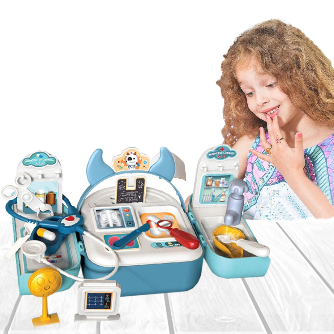 Pretend Play House Blue Backpack Small Mini Kitchen Toys Real Cooking Set For Kids  Set Pretend Role Play Toys For Boys And Girls, Premium Pieces Set