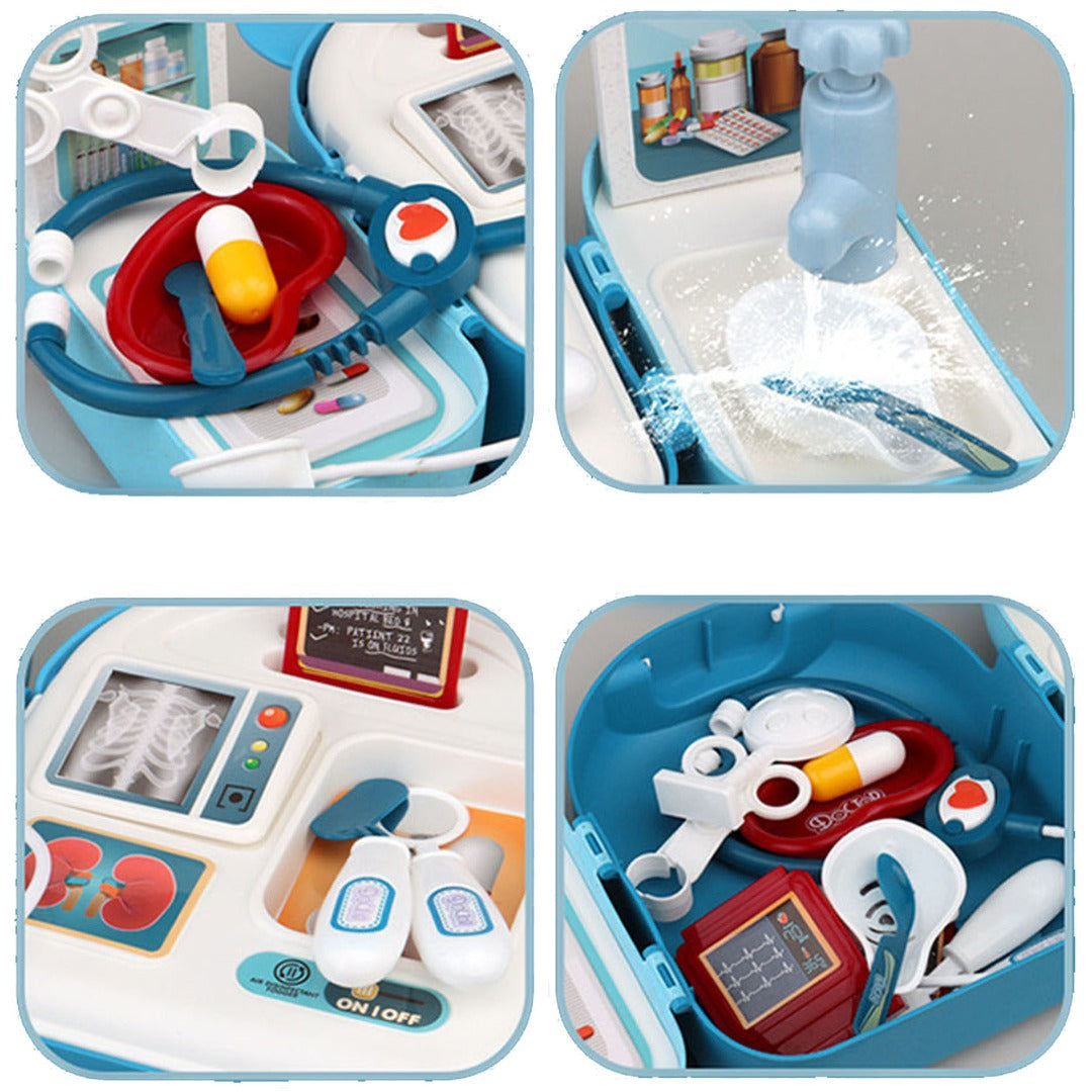 Pretend Play House Blue Backpack Small Mini Kitchen Toys Real Cooking Set For Kids  Set Pretend Role Play Toys For Boys And Girls, Premium Pieces Set