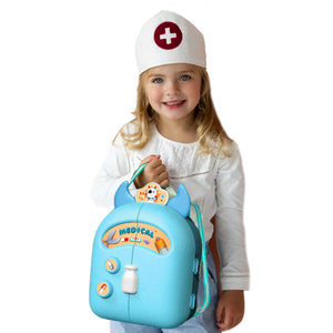 Pretend Play House Blue Backpack Small Mini Kitchen Toys Real Cooking Set For Kids  Set Pretend Role Play Toys For Boys And Girls, Premium Pieces Set