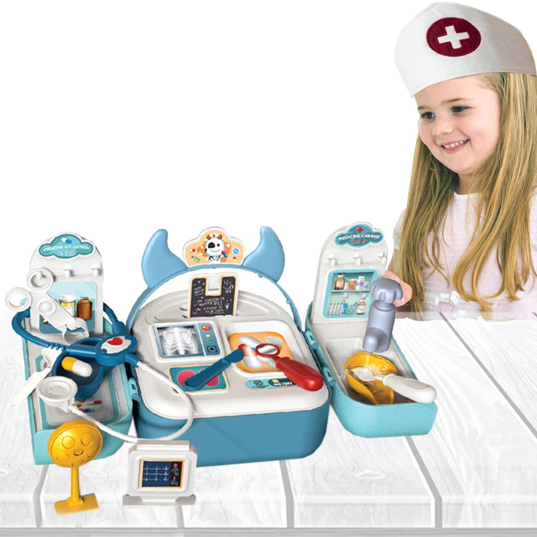 Pretend Play House Blue Backpack Small Mini Kitchen Toys Real Cooking Set For Kids  Set Pretend Role Play Toys For Boys And Girls, Premium Pieces Set