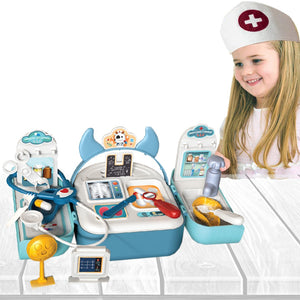 Pretend Play House Blue Backpack Small Mini Kitchen Toys Real Cooking Set For Kids  Set Pretend Role Play Toys For Boys And Girls, Premium Pieces Set