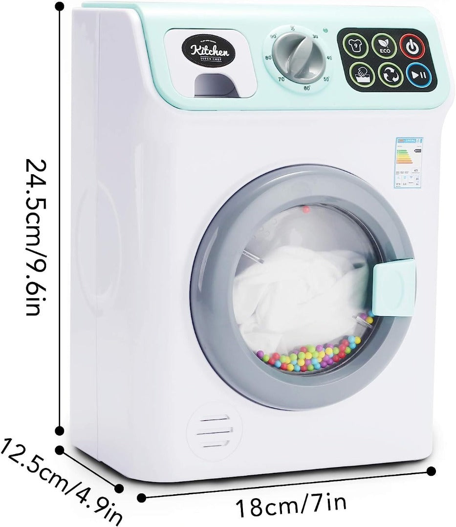 White Washing Machine I Washing Programmer And Original Sounds I Works With Or Without Water I Toy For Children Aged 3 Years And Up - Interactive & Realistic- Pretend Play Appliance For Kids
