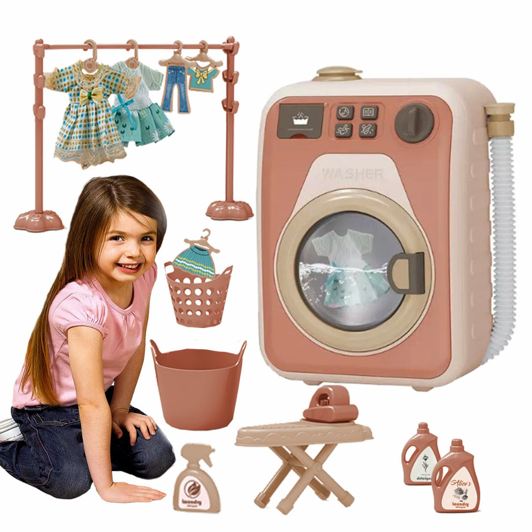 Washing Machine With Light And Music I Washing Programmer And Original Sounds I Works With Or Without Water I Toy For Children Aged 3 Years And Up - Interactive & Realistic With Sounds- Pretend Play Appliance For Kids
