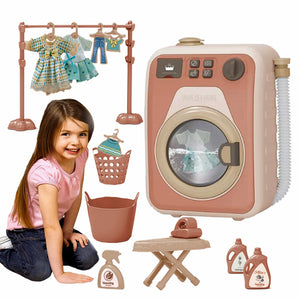 Washing Machine With Light And Music I Washing Programmer And Original Sounds I Works With Or Without Water I Toy For Children Aged 3 Years And Up - Interactive & Realistic With Sounds- Pretend Play Appliance For Kids
