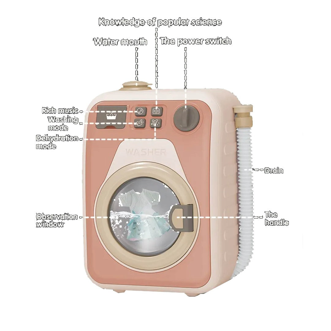 Washing Machine With Light And Music I Washing Programmer And Original Sounds I Works With Or Without Water I Toy For Children Aged 3 Years And Up - Interactive & Realistic With Sounds- Pretend Play Appliance For Kids