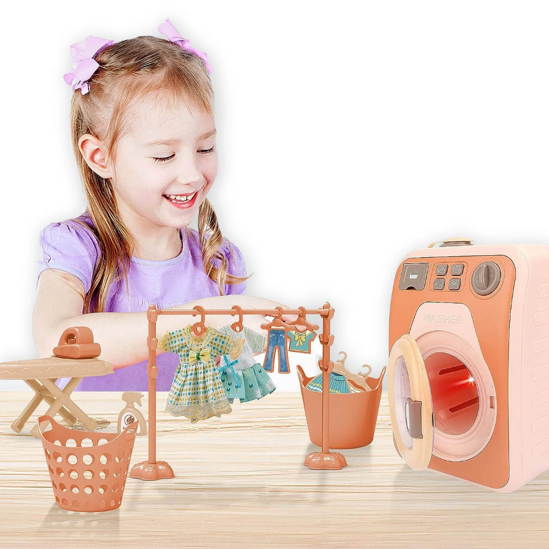 Washing Machine With Light And Music I Washing Programmer And Original Sounds I Works With Or Without Water I Toy For Children Aged 3 Years And Up - Interactive & Realistic With Sounds- Pretend Play Appliance For Kids