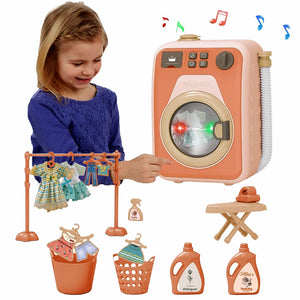 Washing Machine With Light And Music I Washing Programmer And Original Sounds I Works With Or Without Water I Toy For Children Aged 3 Years And Up - Interactive & Realistic With Sounds- Pretend Play Appliance For Kids