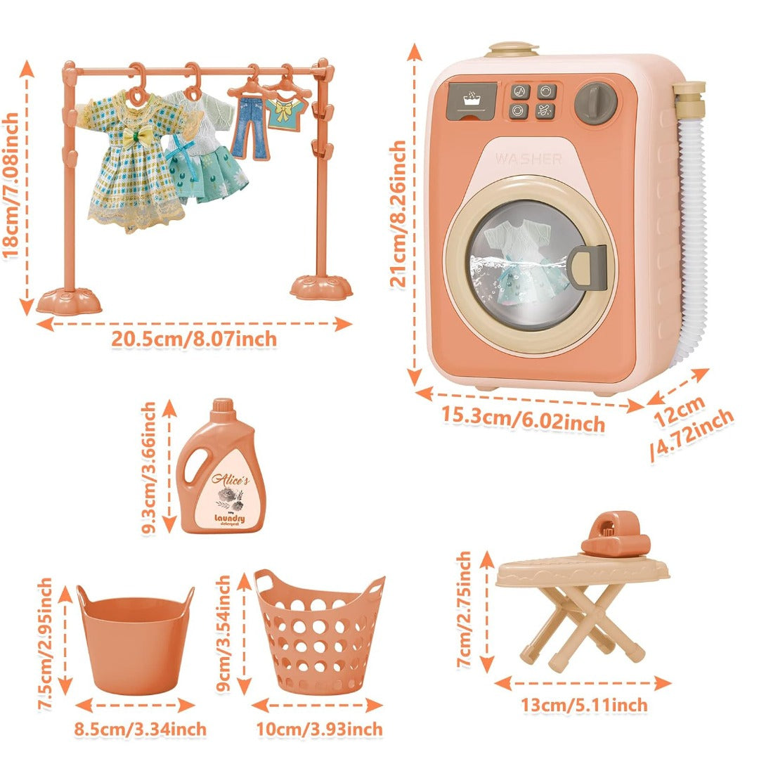 Washing Machine With Light And Music I Washing Programmer And Original Sounds I Works With Or Without Water I Toy For Children Aged 3 Years And Up - Interactive & Realistic With Sounds- Pretend Play Appliance For Kids