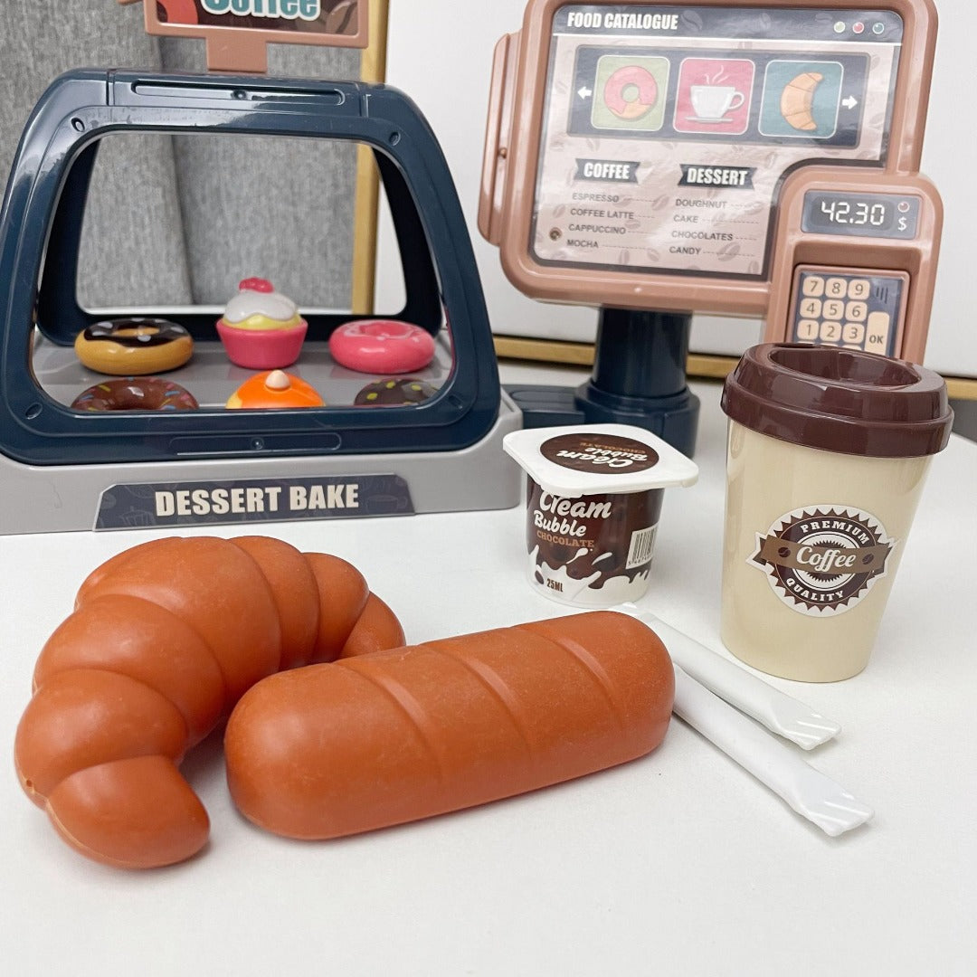 Children Play  Simulation Sound Light Water Coffee Machine coffee shop cash register Candy Ice Cream Supermarket Shopping Toy Coffee Shop I Espresso Bar With Water Flow Function And Touch Display Incl Accessories And Toy Food Toys 3+