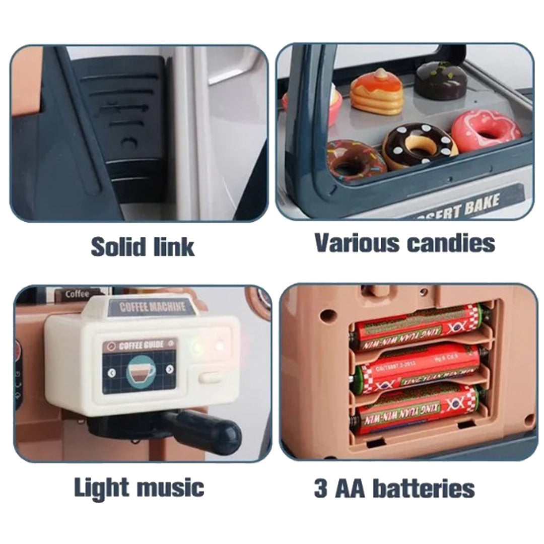 Children Play  Simulation Sound Light Water Coffee Machine coffee shop cash register Candy Ice Cream Supermarket Shopping Toy Coffee Shop I Espresso Bar With Water Flow Function And Touch Display Incl Accessories And Toy Food Toys 3+