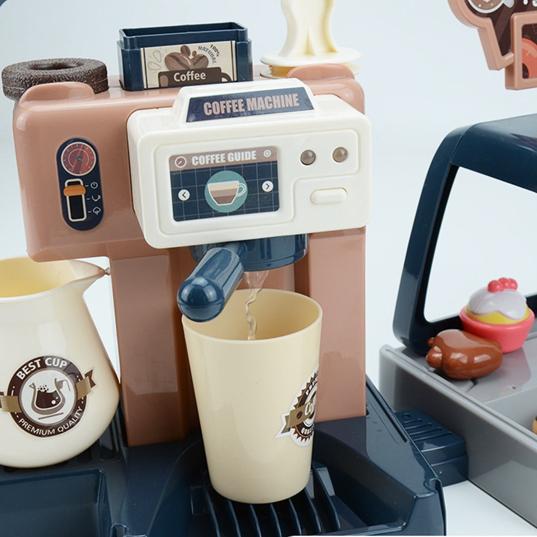 Children Play  Simulation Sound Light Water Coffee Machine coffee shop cash register Candy Ice Cream Supermarket Shopping Toy Coffee Shop I Espresso Bar With Water Flow Function And Touch Display Incl Accessories And Toy Food Toys 3+