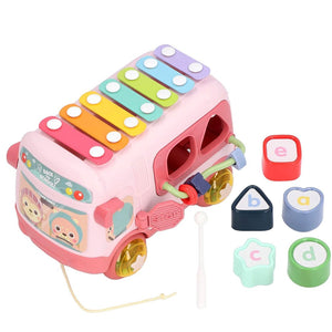 Coo11Smart School Bus Kid Toy, Piano Music Bus Toddler, Shape Puzzles, Knocking Piano, Educational, Perfect Christmas & Birthday Gifts for Boysand Girls 0 to 24 Months, 2 to 7 Years Old Kids