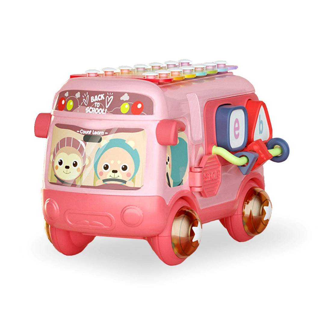 Coo11Smart School Bus Kid Toy, Piano Music Bus Toddler, Shape Puzzles, Knocking Piano, Educational, Perfect Christmas & Birthday Gifts for Boysand Girls 0 to 24 Months, 2 to 7 Years Old Kids