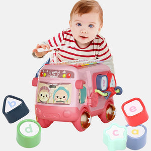 Coo11Smart School Bus Kid Toy, Piano Music Bus Toddler, Shape Puzzles, Knocking Piano, Educational, Perfect Christmas & Birthday Gifts for Boysand Girls 0 to 24 Months, 2 to 7 Years Old Kids