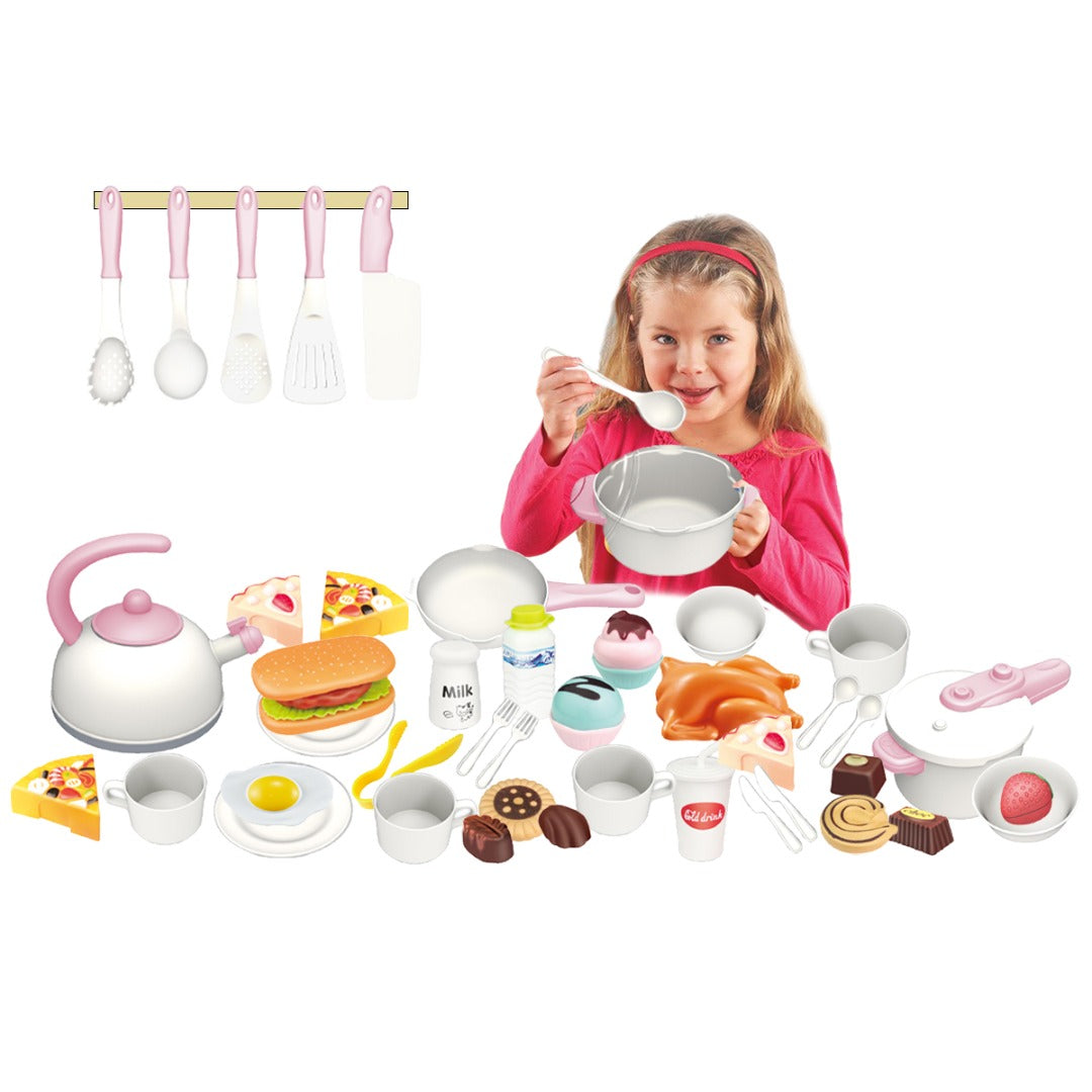 Coo11 24pcs Multi Kitchen Pretend Play Food Toys for Children, Preschool Game Plastic Milk Cake and Meat Cooking Simulation Educational Set for Boys and Girls Gift Ages 3+ Years Old