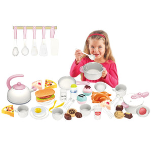 Coo11 24pcs Multi Kitchen Pretend Play Food Toys for Children, Preschool Game Plastic Milk Cake and Meat Cooking Simulation Educational Set for Boys and Girls Gift Ages 3+ Years Old
