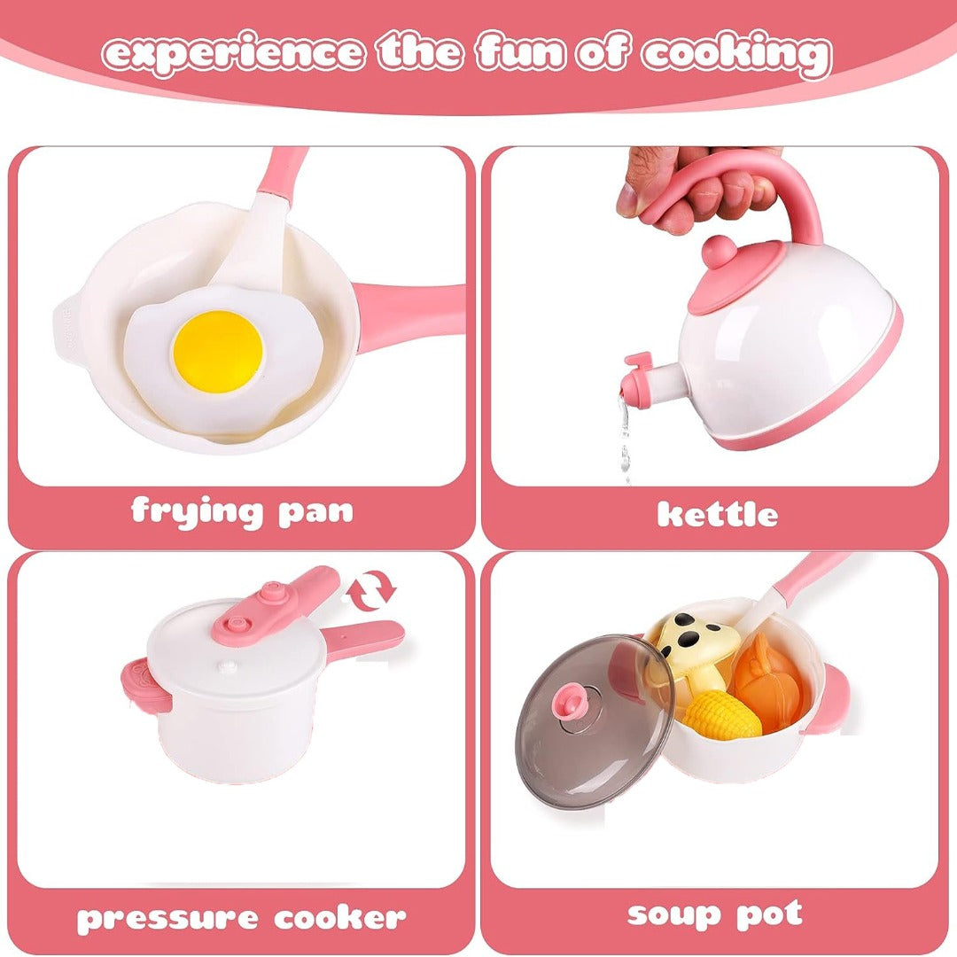 Coo11 24pcs Multi Kitchen Pretend Play Food Toys for Children, Preschool Game Plastic Milk Cake and Meat Cooking Simulation Educational Set for Boys and Girls Gift Ages 3+ Years Old