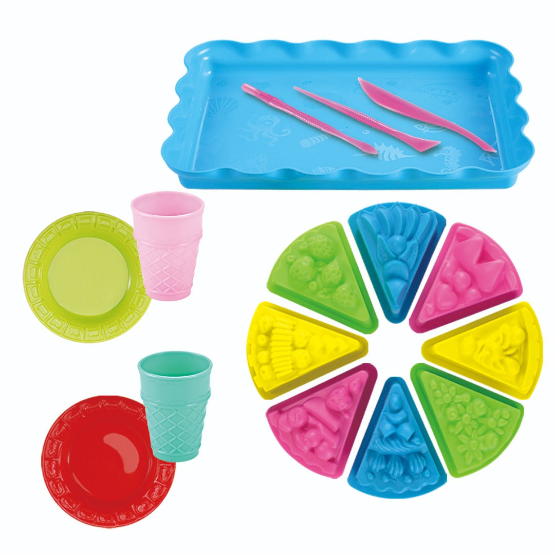 Coo11 DIY Kids Mouldable Sensory Play Sand with Tools Fun Toy Cake Set Colourfull, Improves Skills & Cordination, Perfect Gift for your loved ones, Suitable for 3+