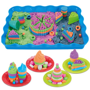 Coo11 DIY Kids Mouldable Sensory Play Sand with Tools Fun Toy Cake Set Colourfull, Improves Skills & Cordination, Perfect Gift for your loved ones, Suitable for 3+
