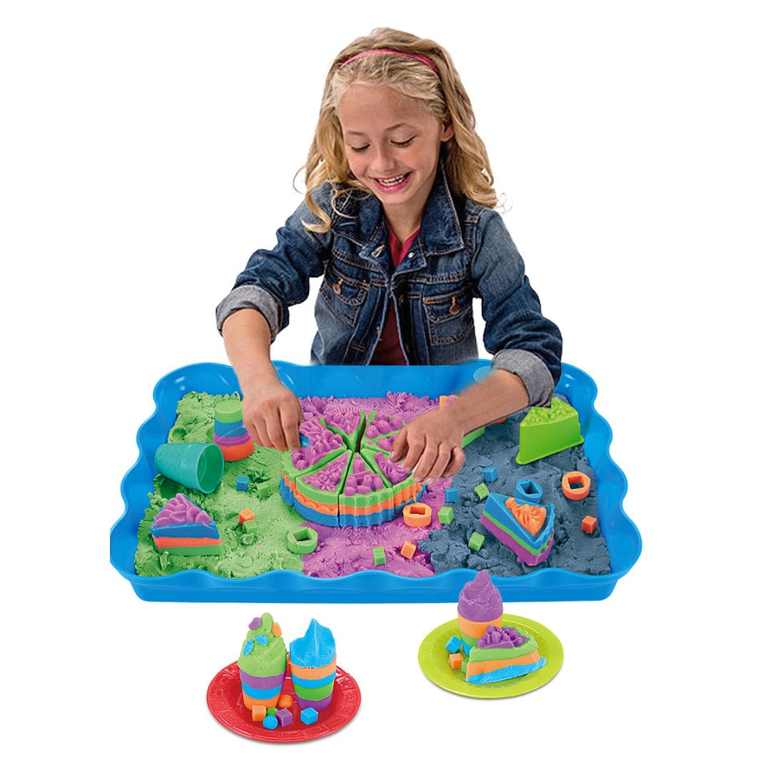 Coo11 DIY Kids Mouldable Sensory Play Sand with Tools Fun Toy Cake Set Colourfull, Improves Skills & Cordination, Perfect Gift for your loved ones, Suitable for 3+