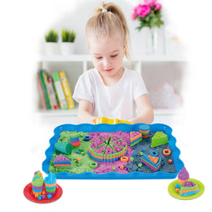 Coo11 DIY Kids Mouldable Sensory Play Sand with Tools Fun Toy Cake Set Colourfull, Improves Skills & Cordination, Perfect Gift for your loved ones, Suitable for 3+