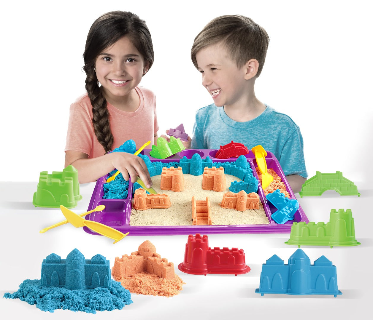 Coo11 Kids Play Construction Sand Pals Beach Building Snow, and Mud with Brick Release Moulds Creative Sensory Play Toys Activity Space Educational Creative Family Beach Sand Construction Kit for Girls Boys Age 5+ Years olds