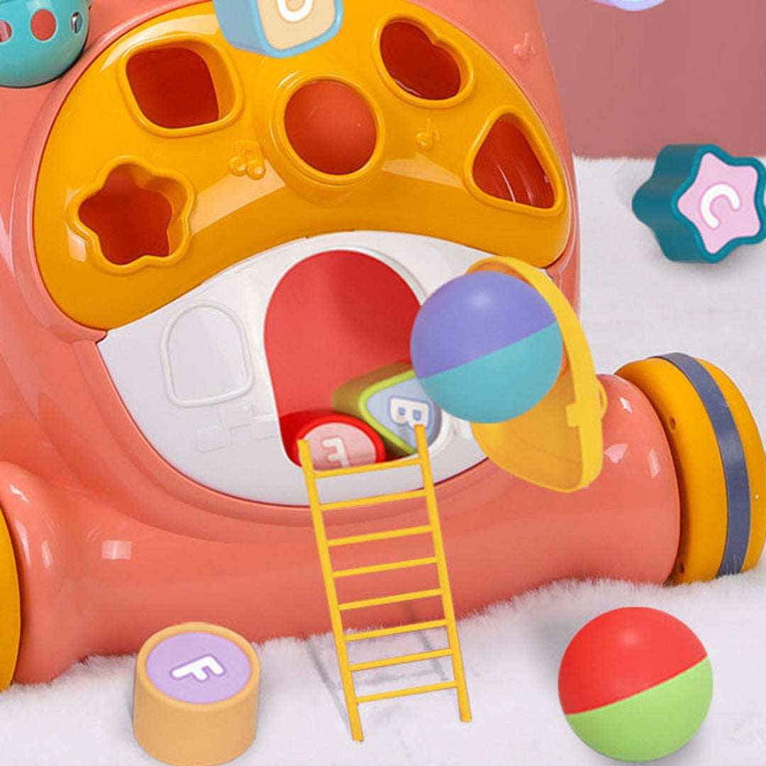 Coo11 Baby Educational Walker Trolley Children with Lights & Sounds Walker Baby Multi-Function Anti-Rollover Stroller, Removable Play Panel, Music Learning Play Toys Gift for Infant Boys Girls Pink