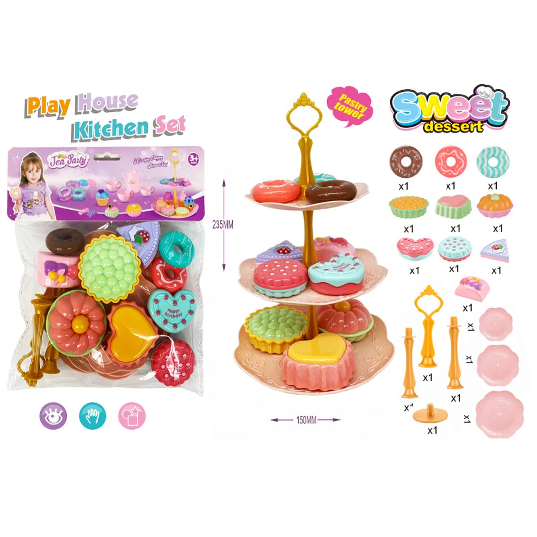 Coo11  Cake Tower Candy Pastry Kids Playhouse Party, Colorful Mini Cream Mousse Chocolate Cupcakes Dessert Toys, Realistic, Artificial Donuts Toy, Scented Fake Donuts, Perfect Gifts for 4 to 6 Years Old