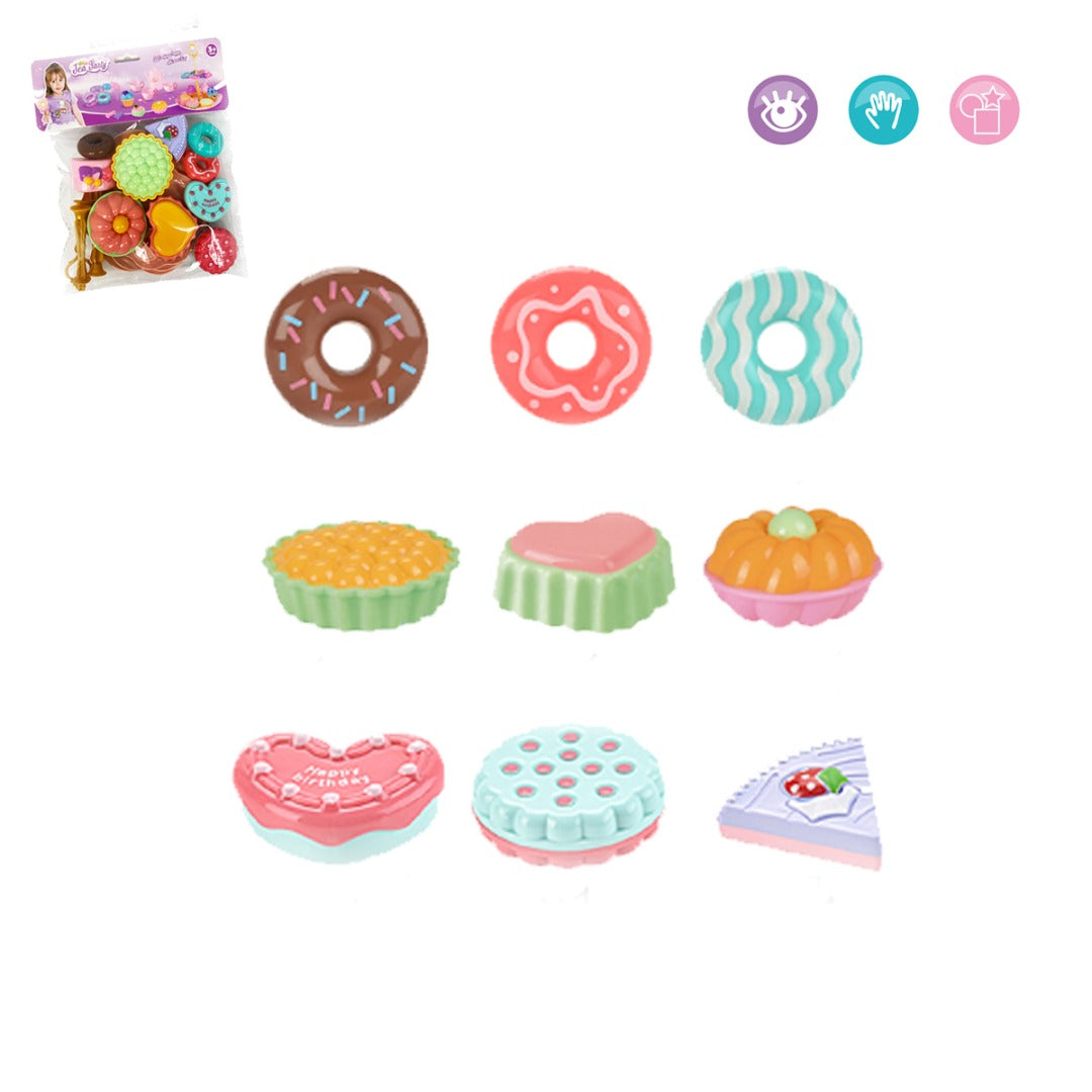 Coo11  Cake Tower Candy Pastry Kids Playhouse Party, Colorful Mini Cream Mousse Chocolate Cupcakes Dessert Toys, Realistic, Artificial Donuts Toy, Scented Fake Donuts, Perfect Gifts for 4 to 6 Years Old