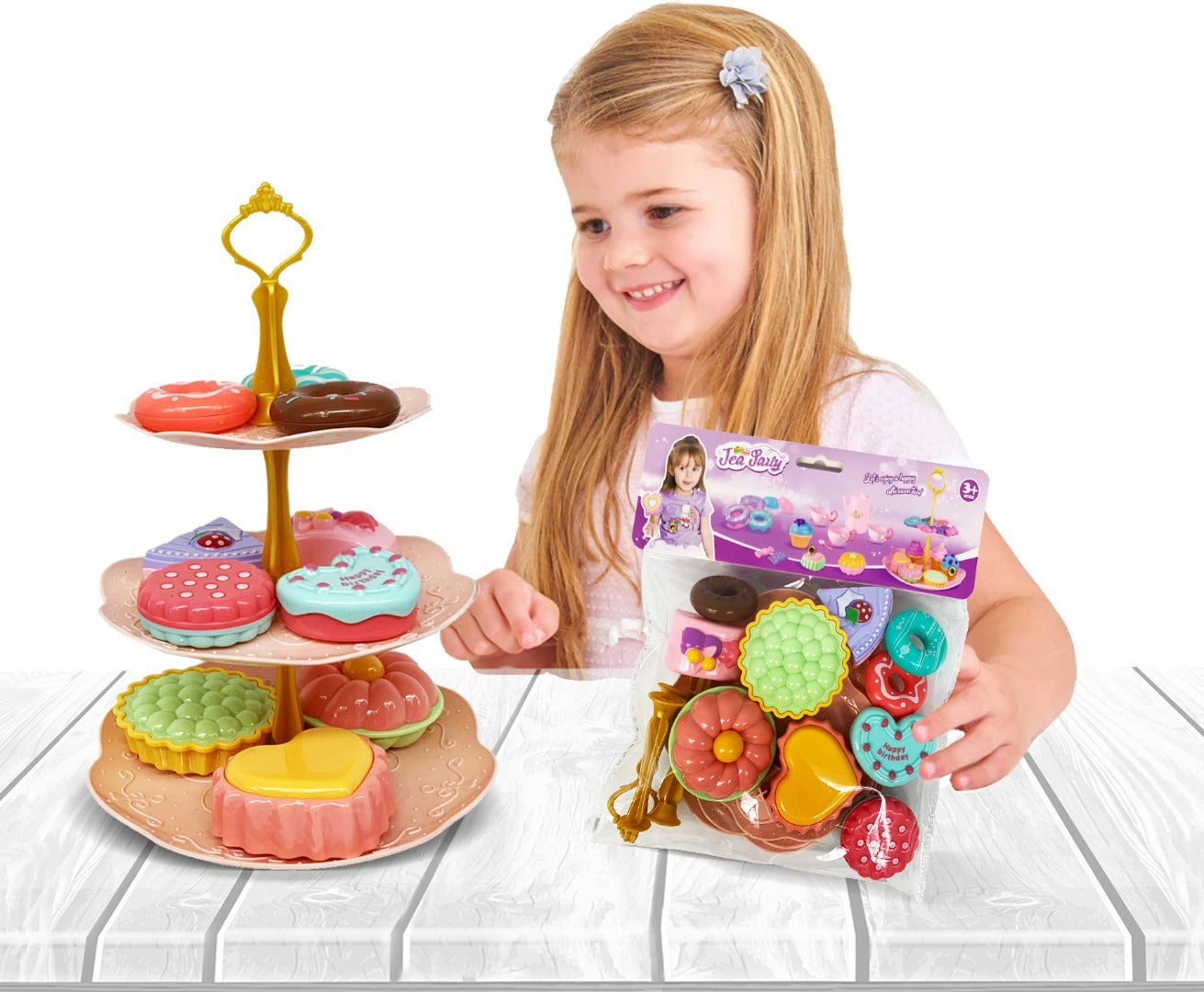 Coo11  Cake Tower Candy Pastry Kids Playhouse Party, Colorful Mini Cream Mousse Chocolate Cupcakes Dessert Toys, Realistic, Artificial Donuts Toy, Scented Fake Donuts, Perfect Gifts for 4 to 6 Years Old