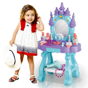 Kids Realistic Looking Princess Dressing Table with Light & Sound, Beauty Make Up Accessories Toy Set, Vanity Play Set, Perfect Gift For Your Loved Ones, Suitable for 3+