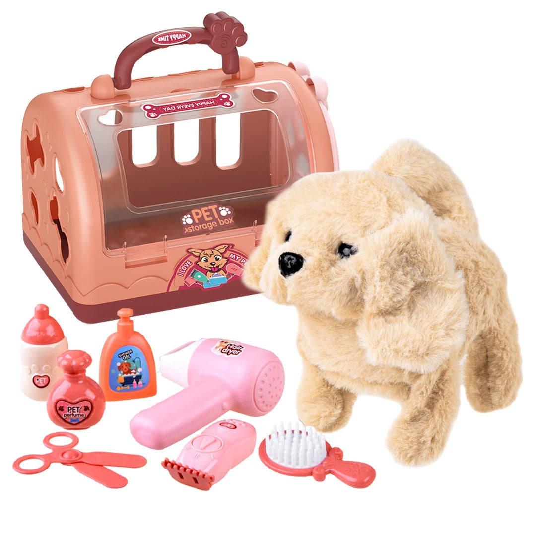 Coo11 Pet Care Cage Play Set, Vet Clinic & Doctor Kit for Kids, Medical Pretend Role Play Dog Grooming Toys, Cat Feeding Carrier Toy for Boys and Girls Ages 3-6