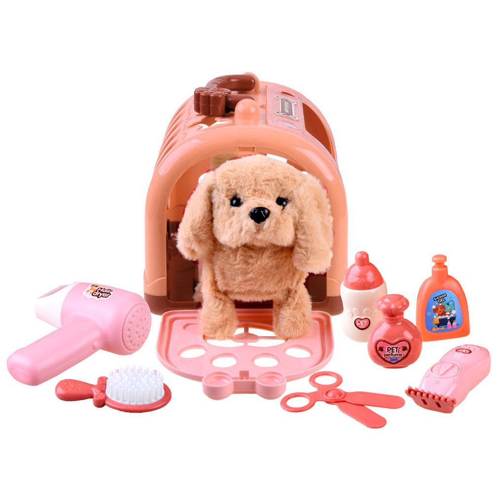 Coo11 Pet Care Cage Play Set, Vet Clinic & Doctor Kit for Kids, Medical Pretend Role Play Dog Grooming Toys, Cat Feeding Carrier Toy for Boys and Girls Ages 3-6