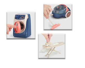 Coo11 Kids Washing Machine, Vacuum Cleaner & Ironing Machine Play Set, Pretend Household Tool Toy, Mini Cleaning Toy Set, Learning Educational Toy, Improves Skills, Perfect Gift