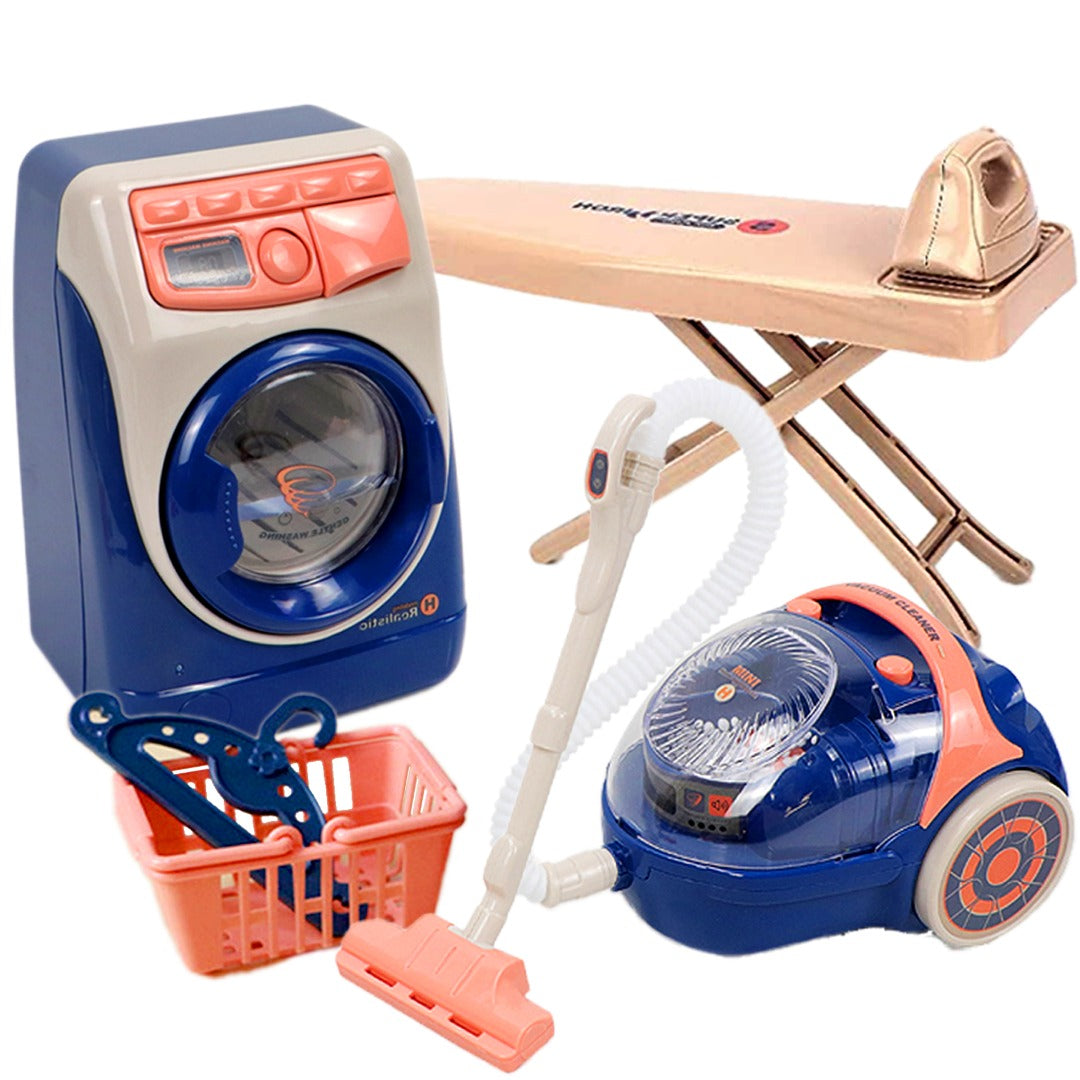 Coo11 Kids Washing Machine, Vacuum Cleaner & Ironing Machine Play Set, Pretend Household Tool Toy, Mini Cleaning Toy Set, Learning Educational Toy, Improves Skills, Perfect Gift