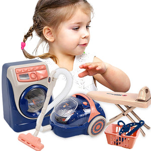 Coo11 Kids Washing Machine, Vacuum Cleaner & Ironing Machine Play Set, Pretend Household Tool Toy, Mini Cleaning Toy Set, Learning Educational Toy, Improves Skills, Perfect Gift