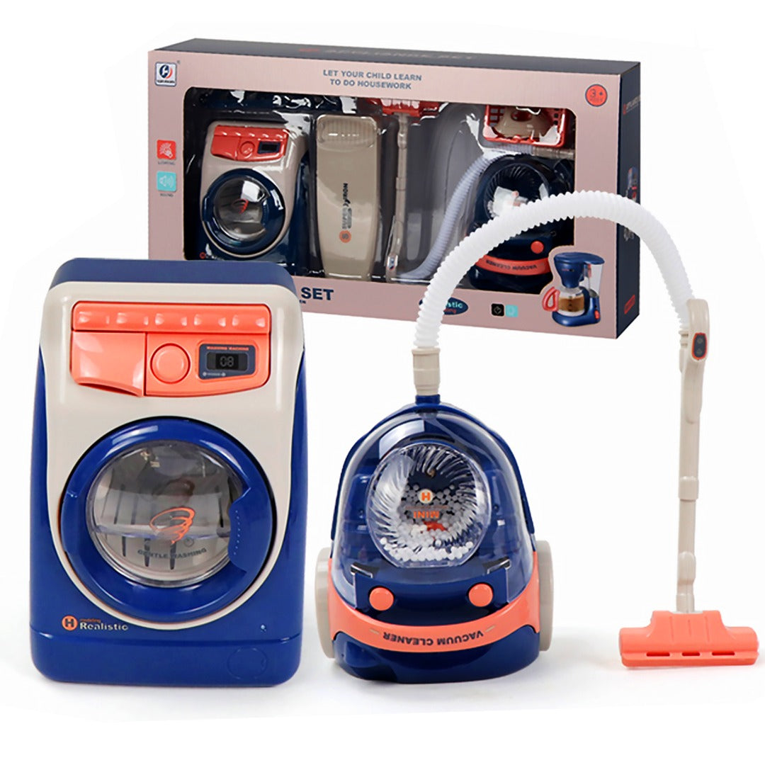 Coo11 Kids Washing Machine, Vacuum Cleaner & Ironing Machine Play Set, Pretend Household Tool Toy, Mini Cleaning Toy Set, Learning Educational Toy, Improves Skills, Perfect Gift