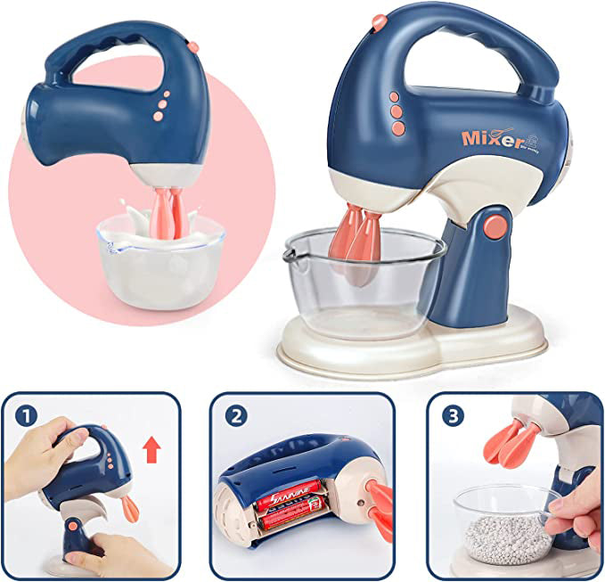 Coo11 Kids Toaster Mixer Blender Kitchen Appliances Toy, Kids Kitchen Pretend Play Set with Coffee Maker Machine,Toaster, Blender & Mixer with Realistic Light and Sounds, Play Kitchen Set for Kids