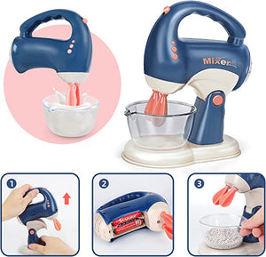 Coo11 Kids Toaster Mixer Blender Kitchen Appliances Toy, Kids Kitchen Pretend Play Set with Coffee Maker Machine,Toaster, Blender & Mixer with Realistic Light and Sounds, Play Kitchen Set for Kids