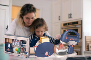 Coo11 Kids Toaster Mixer Blender Kitchen Appliances Toy, Kids Kitchen Pretend Play Set with Coffee Maker Machine,Toaster, Blender & Mixer with Realistic Light and Sounds, Play Kitchen Set for Kids