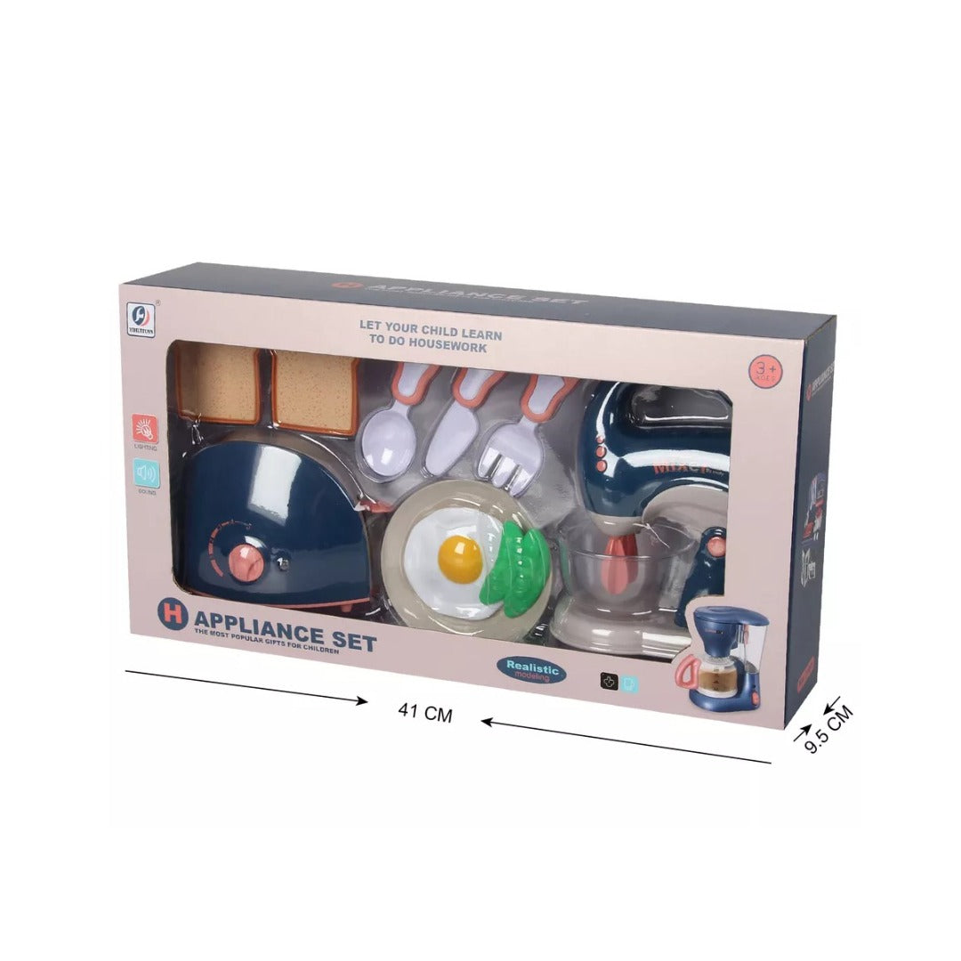 Coo11 Kids Toaster Mixer Blender Kitchen Appliances Toy, Kids Kitchen Pretend Play Set with Coffee Maker Machine,Toaster, Blender & Mixer with Realistic Light and Sounds, Play Kitchen Set for Kids