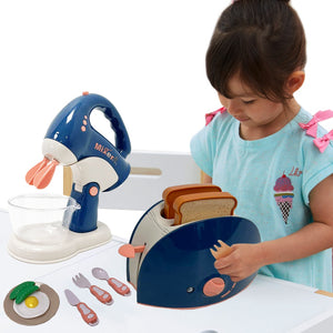 Coo11 Kids Toaster Mixer Blender Kitchen Appliances Toy, Kids Kitchen Pretend Play Set with Coffee Maker Machine,Toaster, Blender & Mixer with Realistic Light and Sounds, Play Kitchen Set for Kids