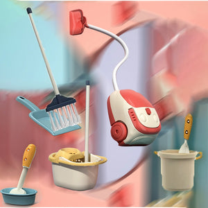 Coo11 Housekeeping Cleaning Set Toys for Kids, Pretend Play Sanitary Ware Plastic Sweeper Trolley Set, Skill Developmental, Perfect Gifts Birthday and Christmas for Boys & Girls Age 3 to 7 Years